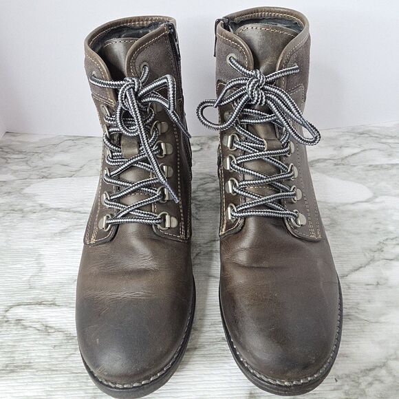 TAOS Ringer Brown Leather Lace Up Combat Boots Womens 5.5 Grunge Distressed Edgy - Picture 3 of 14